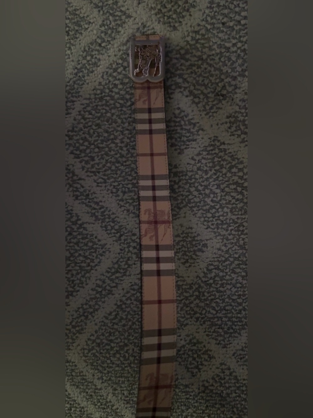 Burberry Check Canvas Belt with Gold 'B' Equestrian Buckle (105cm)